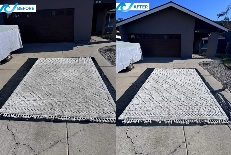 Before and after rug steam cleaning