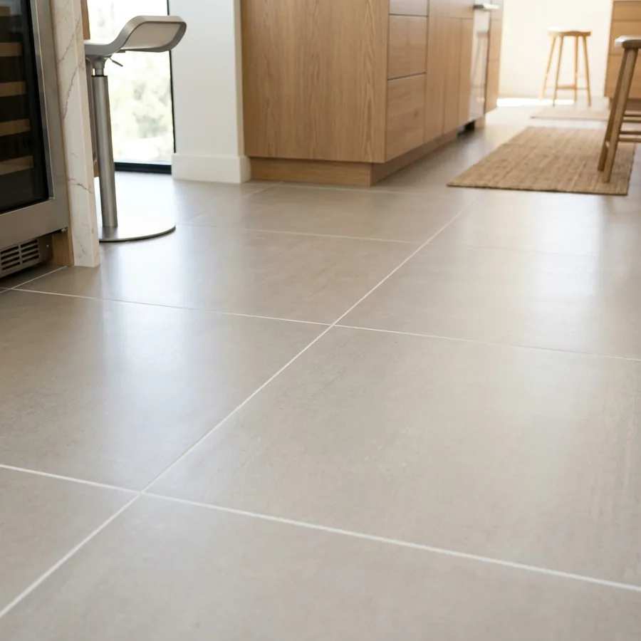 Clean white grout lines in a modern kitchen