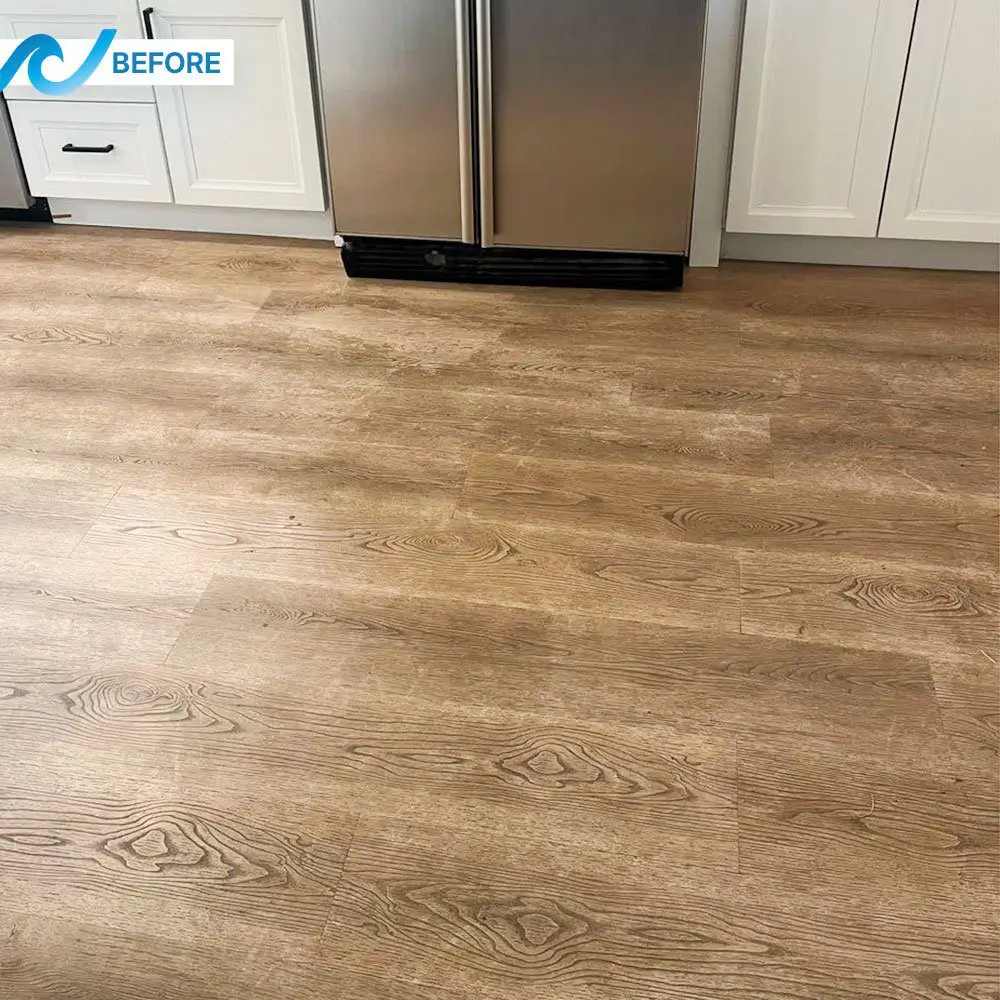 Hardwood floor before cleaning